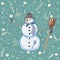 Sweet Snowman on blue