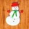 Sweet snowman candy Christmas gift on wooden table 3d render