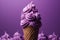 Sweet sophistication a purple ice cream cone captivates with a touch of refined indulgence