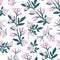 Sweet Spring Rabbit Garden and Floral Plant Vector Graphic Seamless Pattern