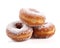 Sweet stack of sweet fresh donuts isolated on a white background, Generative AI