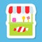 Sweet stall sticker vector, Isolated flat stye icon