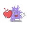 A sweet staphylococcus aureus cartoon character style with a heart