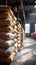 Sweet storage bags of sugar in a well stocked warehouse