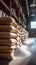 Sweet storage bags of sugar in a well stocked warehouse