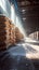 Sweet storage bags of sugar in a well stocked warehouse