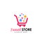 sweet store logo design. shopping cart icon design