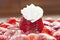 Sweet strawberry cake with whipped cream