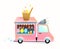 Sweet street food vending truck with cotton candy, ice cream, and desserts. Street fair or carnival vendor from the car