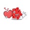 A sweet streptococcus pneumoniae cartoon character style with a heart