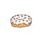 Sweet sugar donut with glaze a line hand drawn vector isolated illustration