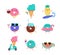 Sweet summer - cute ice cream, watermelon and donuts characters make fun