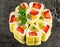 Sweet sushi roll with strawberry, kiwi and orange