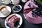 Sweet tasty blueberry and blackberry sponge cake