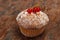 Sweet tasty muffin with red currants