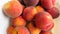 Sweet Tasty Ripe Peach Fruits. Natural Peach Harvest.