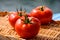 Sweet tasty ripe red french tomatoes on farmers market in Provence in summer