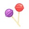 Sweet tasty round lollipops on wooden sticks vector illustration