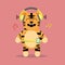 Sweet tiger dancing while listening to music