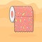 Sweet toilet paper, doughnut glaze, isolated object design template, tasty poster, background - melting toping, vector illustratio