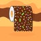 Sweet toilet paper, doughnut glaze, isolated object design template, tasty poster, background - melting toping, vector illustratio