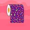 Sweet toilet paper, doughnut glaze, isolated object design template, tasty poster, background - melting toping, vector illustratio