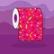 Sweet toilet paper, doughnut glaze, isolated object design template, tasty poster, background - melting toping, vector illustratio