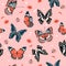 Sweet tone of Butterflies flying in the garden ,lady bug,insect