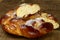 Sweet twist bread on rustic wooden table