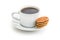 Sweet waffle biscuits and coffee cup