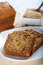 Sweet walnut carrot cake on white background