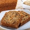 Sweet walnut carrot cake on white background