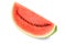 Sweet watermelon slice, front view, on white background