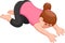 Sweet woman cartoon excercing yoga sport laying hands on the floor