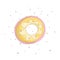 Sweet yellow donut cartoon icon with colorful decoration. Vector icon cartooning tasty donut with hole. Sweet pink round