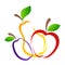 Sweet yellow pear, purple plum and red apple fruits hand draw de