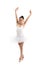 Sweet young little cute ballet dancer girl dancing on white background