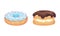 Sweet and Yummy Creamy Doughnut and Choux Pastry Dessert with Sugar Glaze on Top Vector Set