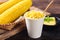 Sweetcorn with butter in a biodegradable cup