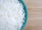 Sweetened coconut flakes in a bowl