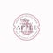 Sweetest Apple Farm Badge or Logo Template. Hand Drawn Apple with Leaf Sketch with Retro Typography and Borders. Vintage