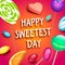 Sweetest candy day concept background, isometric style