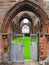 Sweetheart Abbey with Open Entrance Gate to the Ruins, New Abbey, Dumfries and Galloway, Scotland, Great Britain