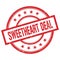 SWEETHEART DEAL text written on red vintage round stamp