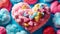 Sweetheart Whirlwind: Vibrant Cotton Candy in Heart Shape