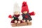 Sweethearts boy and girl wooden, knitted, engaged, on white back