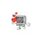 A sweetie vintage monitor cartoon character holding a heart