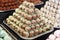 Sweetness balls build as a pyramid for sle in a pastry shop