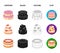 Sweetness, dessert, cream, treacle .Cakes country set collection icons in cartoon,black,outline,flat style vector symbol
