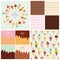 Sweets big set. Ice cream cone seamless pattern. Chocolate and wafer background collection. Hello summer poster.